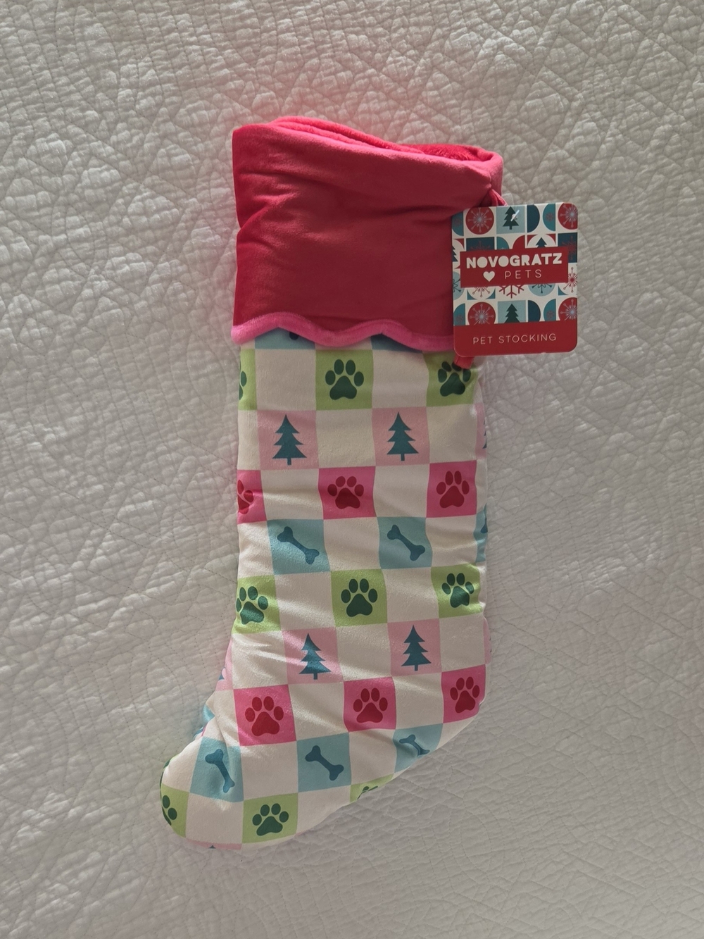 Pink Patterned Pet Stocking